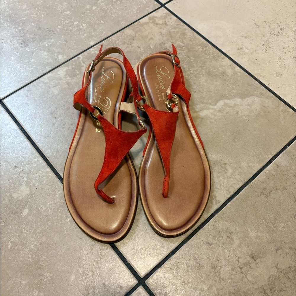 Luisa D’Roma Red Orange Sandals Size 10